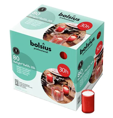 Bolsius Relight navullingen 30u rood 80st